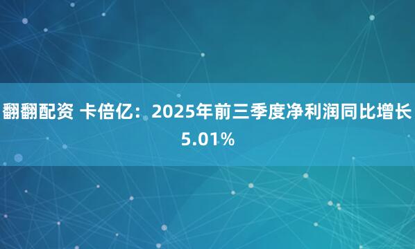 翻翻配资 卡倍亿：2025年前三季度净利润同比增长5.01%