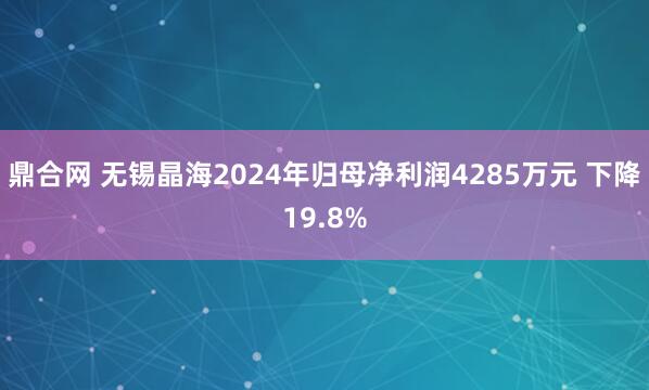 鼎合网 无锡晶海2024年归母净利润4285万元 下降19.8%