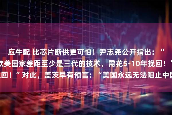 应牛配 比芯片断供更可怕!尹志尧公开指出:“在半导体领域我们和欧美国家差距至少是三代的技术,需花5-10年挽回!”对此,盖茨早有预言:“美国永远无法阻止中国拥有强大的芯片”